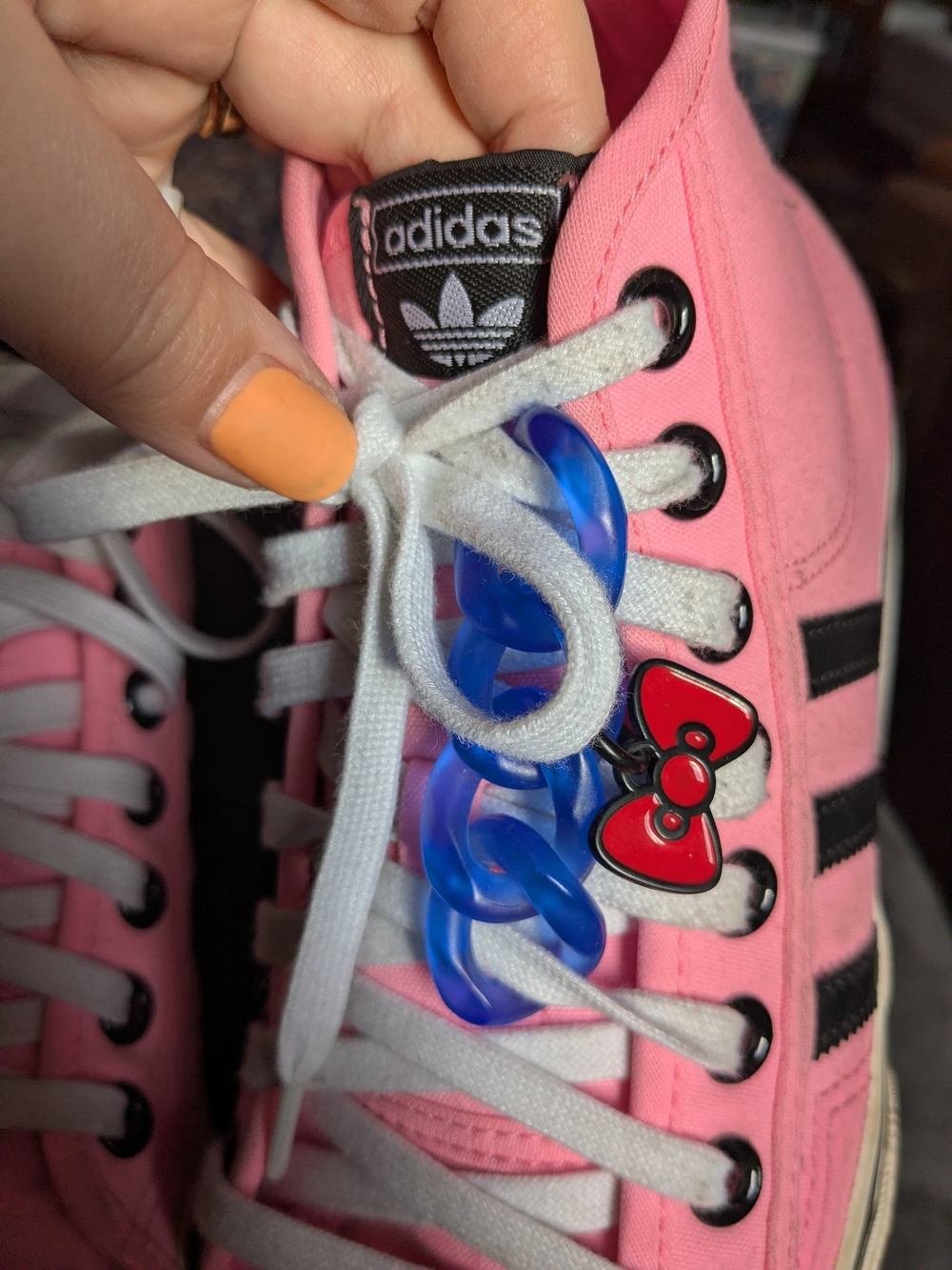 adidas Originals Hot Pink Hello Kitty Nizza High-Top Sneakers - Picture 4 of 8